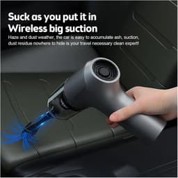 Auto Stofzuiger - Mini Robot - Auto Interieur Reinigen - Sterke Zuigkracht - 120 Watt - Draadloos Zwart — thumbnail 4
