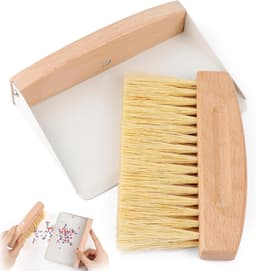 Stofpan en borstelset - Mini kruimelveger - Snelle opruimingen - Met metalen pan - Compact formaat - Wit — thumbnail 1
