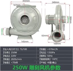 Centrifugale Ventilator - Afzuiger Stof - Houtbewerking Afzuiging - Krachtige Motor - 1250 W - Grijs — thumbnail 2