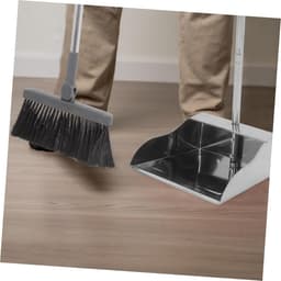 Vuilblik met steel - Stoffer en blik - Staand schoonmaken - Roestvrij staal - Grote capaciteit - Zilver — thumbnail 4