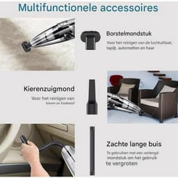 Stofzuiger - Draadloos - 120W Krachtige Zuigkracht en Natte & Droge Functie - 1 Stuk - Voor Huis, Kantoor, Auto Zwart — thumbnail 3