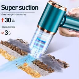 Draagbare Stofzuiger - Mini Reiniger - Auto Interieur - Krachtige Zuigkracht - 500 ml Capaciteit - Zilver — thumbnail 2