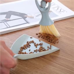 Mini Stoffer en Blik Set - Kleine Bezem Tafel - Tafel Schoonmaken - Zachte Borstelharen - 23.5cm - Grijs — thumbnail 4