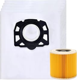 5x Stofzuigerzakken & 1 filter geschikt voor Karcher WD2 Plus, WD3 (Battery), KWD1, KWD2, KWD3, WD3.200 - WD3.800 M - stofzuigzak stofzakken — thumbnail 1