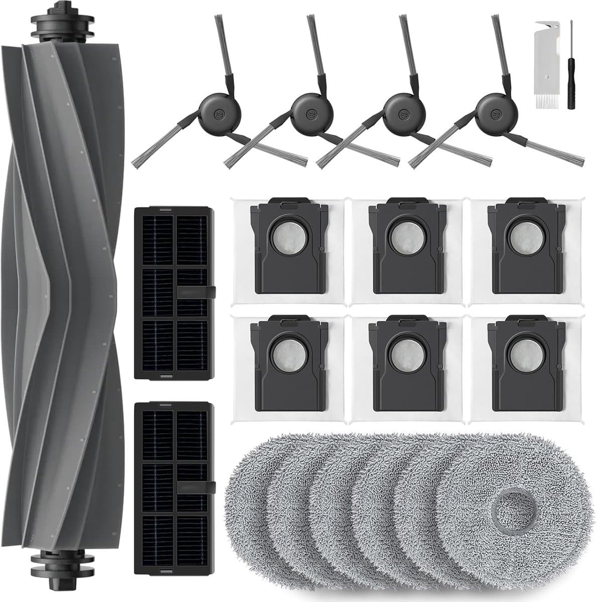 20-delige Accessoirekit voor Dreame X40 Ultra/X40 Master/L40 Ultra Stofzuigers: Hoofdborstel, 4 Zijborstels, 2 HEPA Filters, 6 Doeken, 6 Stofzakken — afbeelding 1