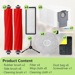Accessoires geschikt voor Roborock Qrevo pro/Qrevo Maxv/Qrevo Plus/Qrevo S, accessoireset, stofzuigeronderdelen, met 2 x hoofdborstel, 6 x stofzak, 8 x dweildoeken, 4 x filter, 6 x zijborstels, 1 x — thumbnail 3