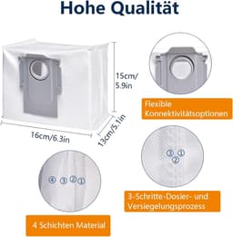 12x Stofzuigerzakken - Geschikt voor Roborock Q5+ en Q5 Pro+, Q7+ en Q7 Max+, S7 MaxV Ultra, S7 Pro Ultra, Q8+ Max, S8+ en S8 Pro Ultra stofzakken - Robotstofzuiger Accessoires — thumbnail 4