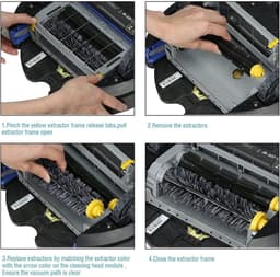 Geschikt voor Vervangende onderdelen voor iRobot Roomba 600-serie 690 980 670 660 651 650 630 614 595 585 564 552, 2 paar borstelharen en flexibele klopper, stofzuigerset — thumbnail 3