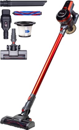 Auronic Steelstofzuiger Draadloos - Zonder Zak - Op Accu - 4-in-1 - 160W - Vacuum Cleaner - Draadloze stofzuiger - Rood/Grijs — thumbnail 1