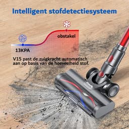 Stofzuiger Draadloos 500 Watt met 32000Pa Zuigkracht - Touchscreen - 60 minuten Looptijd - Afneembare Oplaadbare Accu - Voor Vloer, Tapijt, Dierenharen - (Energieklasse A+++) — thumbnail 5