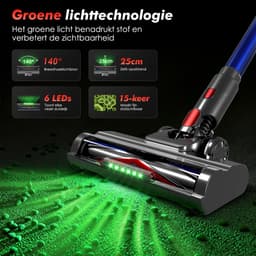 Adormii Steelstofzuiger Draadloos – 50 kPa Sterke Zuigkracht – Tot 60 Min Accuduur – Anti-haarwikkel Vloerborstel – 4 HEPA-filters – 1,6 L Stofreservoir – Groene LED Stofdetectieverlichting – Blauw — thumbnail 4