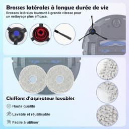 Vervangende accessoires geschikt voor de ECOVACS DEEBOT T30 PRO OMNI / T30 OMNI robotstofzuiger: 1 hoofdborstel, 4 filters, 4 zijborstels, 4 dweilpads, 4 antibacteriële stofzakken — thumbnail 4