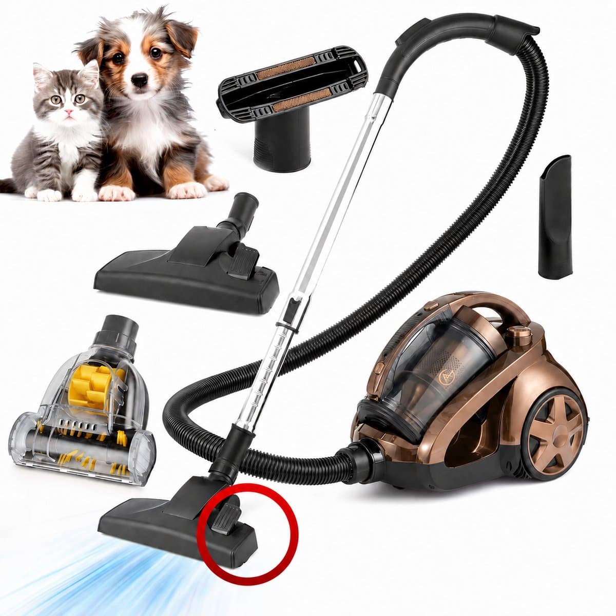 AG3100 Stofzuiger Zonder Zak - Stofzuigers - Vacuum Cleaner Zakloos - 8.5 Meter - 900W - Sterke Zuigkracht - HEPA Filter - Compact, Licht & Krachtig - Gemakkelijk Schoon Te Maken - Rose Bronze Edition — afbeelding 1