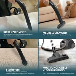Levo® Steelstofzuiger met Snoer - Steelstofzuiger - Stofzuiger - Zwart/Paars - 33 x 25 x 42 cm — thumbnail 4