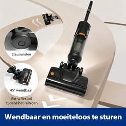 Grenintol Vloerreiniger 3-in-1 – Nat- en Droog Stofzuiger – Met Dweilfunctie – 15kPa – 180° Platliggend – Zelfreiniging met Geëlektrolyseerd Water – Automatische Droging – Dubbelzijdige Randreiniging – 35 Min Accuduur – Zilver — thumbnail 3