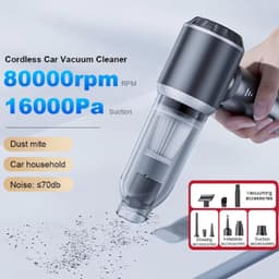 4‑in‑1 draadloze oplaadbare handstofzuiger, 16000PA sterke draagbare autostofzuiger met borstelloze motor, compacte mini stofzuiger in zilver, voor auto, thuis, kantoor en kamperen（rood） — thumbnail 2