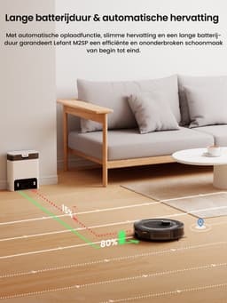 Lefant M2S PRO - Robotstofzuiger met dweilfunctie en automatisch leegstation - 10.000 Pa zuigkracht - Technologie tegen haarverstrengeling - LiDAR-navigatie — thumbnail 2