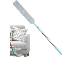 Platte Stofwisser - Uitschuifbare Borstel - Onder Meubels Reinigen - Compact Intrekbaar Ontwerp - 126 cm - Grijs