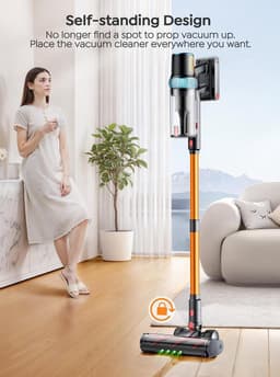 Draadloze Steelstofzuiger - Krachtige Stofzuiger - Huis Reinigen - Automatische Zuigkracht - 65 Min Autonomie - Oranje — thumbnail 3