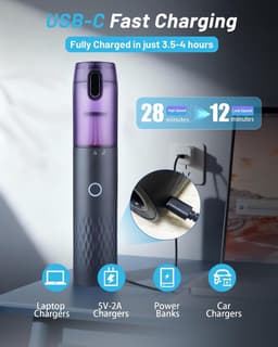 Accu Handstofzuiger - Zwart - 4-in-1 Mini Stofzuiger met HEPA-filter - Voor Auto, Huis en Kantoor — thumbnail 3