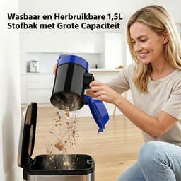Cyclonische Stofzuiger 1200W met HEPA-filter en Accessoires – Stille Cilindrische Stofzuiger Zonder Stofzak Voor Tapijten, Harde Vloeren en Haren — thumbnail 2