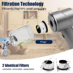 QTTVBTNA – Handstofzuiger 2-in-1 –Kruimeldief – Mini Autostofzuiger met Blaasfunctie – Oplaadbare Nat- en Droogzuiger voor Auto, Thuis, Keuken en Dierenharen – Compact en Lichtgewicht – Zilver — thumbnail 3
