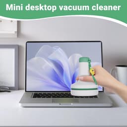 Bureaustofzuiger - Desktop stofzuiger - Bureau schoonmaken - Oplaadbaar draadloos - Compact formaat - Wit — thumbnail 3