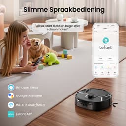 Lefant M265 Robotstofzuiger met dweilfunctie – 20.000 Pa zuigkracht – Zelfreinigend – Herbruikbare stofbak – Huisdierhaar – dTOF Lidar-navigatie – Handsfree – Grijs — thumbnail 2