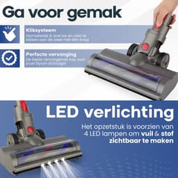 Actueell® 2 in 1 Stofzuigermond S2 Geschikt voor Dyson V15, V11, V10, V8, V7 Steelstofzuiger – Turbo Vloerborstel met 4 LED Lampen – Parketborstel – Gemotoriseerde Roterende Borstel – Vervangende Zuigmond — thumbnail 4
