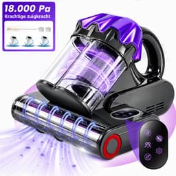 Grenintol Huisstofmijt Stofzuiger – Mijtverwijderaar met UV-C– 18.000 Pa, 550 W – HEPA-filter – Handheld Matrasreiniger – Bacterie, Mijt & Schimmel Bestrijder voor Matras en Meubel – 5 m Snoer – Paars — thumbnail 1