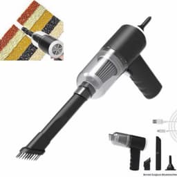 Draadloze Autostofzuiger - Zwart - mini handstofzuiger – USB oplaadbaar draagbare autostofzuiger, krachtig zuigvermogen, inclusief meerdere opzetstukken - voor auto, huis, kantoor, toetsenbord en dierenharen — thumbnail 1