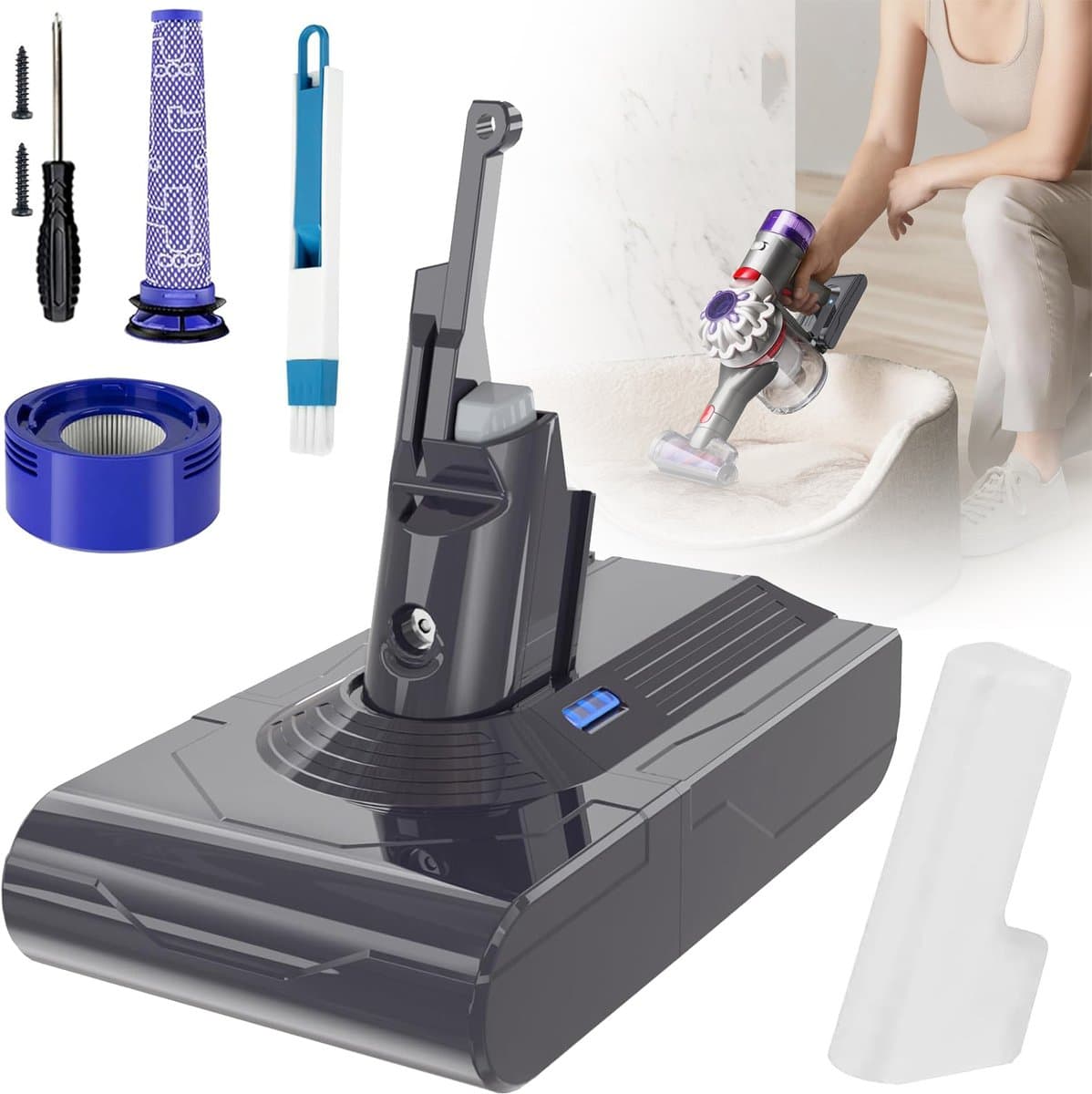 6000mAh Accu Voor Dyson V8 - Vervangende Accu Voor De V8 Sv10 Stofzuiger - Vacuümbatterij — afbeelding 1