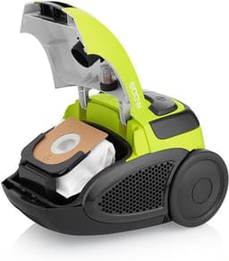 Stofzuiger met zak - Cilinderstofzuiger ECO - Huis reinigen - ECO-motor lager verbruik - 2L volume - Groen — thumbnail 2
