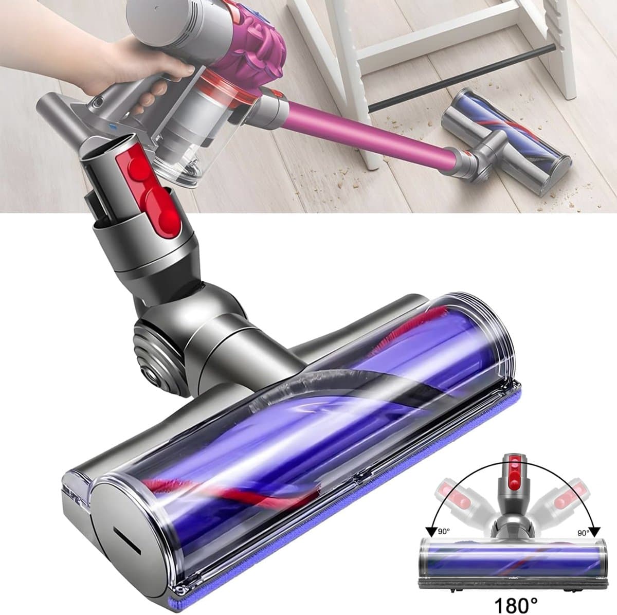 Borstelkop Voor Dyson V7 V8 V10 V11 V15 - Stofzuigerkop - Snelontgrendelende Motorkopreiniger Voor Hardhouten Vloeren En Tapijten — afbeelding 1