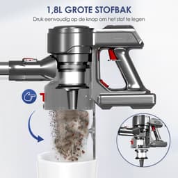Hiazurm Steelstofzuiger Draadloos - 55000 Pa - LED-display - 55 min Gebruikstijd - 1,8L - 8-in-1 - 4 HEPA-filters - voor tapijt & harde vloeren - Zilver — thumbnail 5