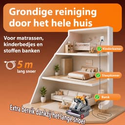 Grenintol Huisstofmijt Stofzuiger – Mijtverwijderaar met UV-C– 18.000 Pa, 550 W – HEPA-filter – Handheld Matrasreiniger – Bacterie, Mijt & Schimmel Bestrijder voor Matras en Meubel – 5 m Snoer – Goudkleurig — thumbnail 3