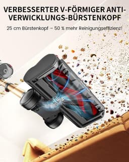 FOSMET Stofzuiger - Draadloze Stofzuiger - Steelstofzuiger - 750 watt - Hepa filtratie - Sterke Zuigkracht - 13 opzetstukken - Lange Accuduur Tot 80 Min - Zonder Zak Op Accu - Dierenhaar - Alle Vloertypen - Lang Snoer - Blauw‑Goud — thumbnail 3
