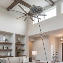 Plafondventilatorreiniger - Ventilatorstofdoek - Huis Reinigen - Uitschuifbare steel - Tot 140 cm - Grijs — thumbnail 2