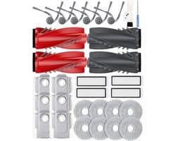 30-delige vervangingsset voor Roborock Qrevo Curve/Curv/Edge/P20 Pro – 4 hoofdborstels, 6 zijborstels, 4 HEPA-filters, 6 stofzakken, 8 dweilpads