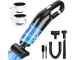 SnelShoppen - Draadloze Handstofzuiger, Oplaadbare 10.000 PA, Krachtige Handheld Stofzuiger voor Auto, Huis, Dieren, Nat en Droog, Compact en Lichtgew