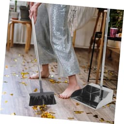 Vuilblik met steel - Stoffer en blik - Staand schoonmaken - Roestvrij staal - Grote capaciteit - Zilver — thumbnail 3
