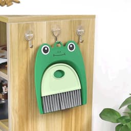 Stofblik en Bezemset - Kleine Schoonmaakset - Snel Opruimen - Compact Klikontwerp - 17 cm x 215 cm - Groen — thumbnail 2