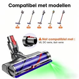 Stofzuigermond - Geschikt voor Dyson V8/V10/V11/V15/G5 - Groen Led - Wasbare borstel - Wasbare borstel - Stofzuigeraccessoires - Blauw — thumbnail 5