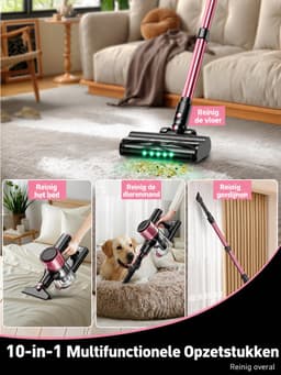 MK - Draadloze stofzuiger 500W - Krachtige zuigkracht - 10-in-1 - Ideaal voor Huisdierenharen Alle Vloertypes - Waterstofzuiger — thumbnail 3