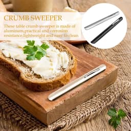 Kruimelverzamelaar Roestvrij Staal - Kruimelschep Tafelreiniger - Tafel Snel Schoonmaken - Draagbaar Restaurant Gereedschap - 10x10x10 mm - Zilver Zwart — thumbnail 3
