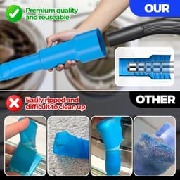 Daity 2 -Pack delige reinigingsset voor wasdroger-afvoer: stofzuigeropzetstuk en flexibele pluizenborstel – blauw — thumbnail 2