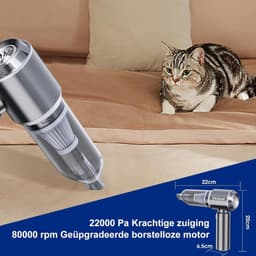 Draadloze handstofzuiger voor in de auto, krachtige cyclonische zuigkracht van 22000 Pa, borstelloze motor, mini draadloze handstofzuiger op accu, draagbaar, oplaadbaar, lichtgewicht — thumbnail 2