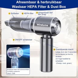 Draadloze Handstofzuiger Auto – 22000Pa Krachtige Zuigkracht – Accu Oplaadbaar – Compact & Lichtgewicht – Mini Stofzuiger met Blaasfunctie — thumbnail 4