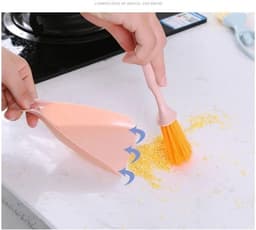 Mini Stoffer en Blik Set - Kleine Bezem Tafel - Tafel Schoonmaken - Zachte Borstelharen - 23.5cm - Grijs — thumbnail 5