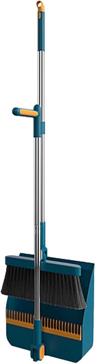 Bezem Stofpan Set - Stoffer en blik - Snel schoonmaken - Verstelbaar handvat - Tot 97cm - Grijs — afbeelding 1